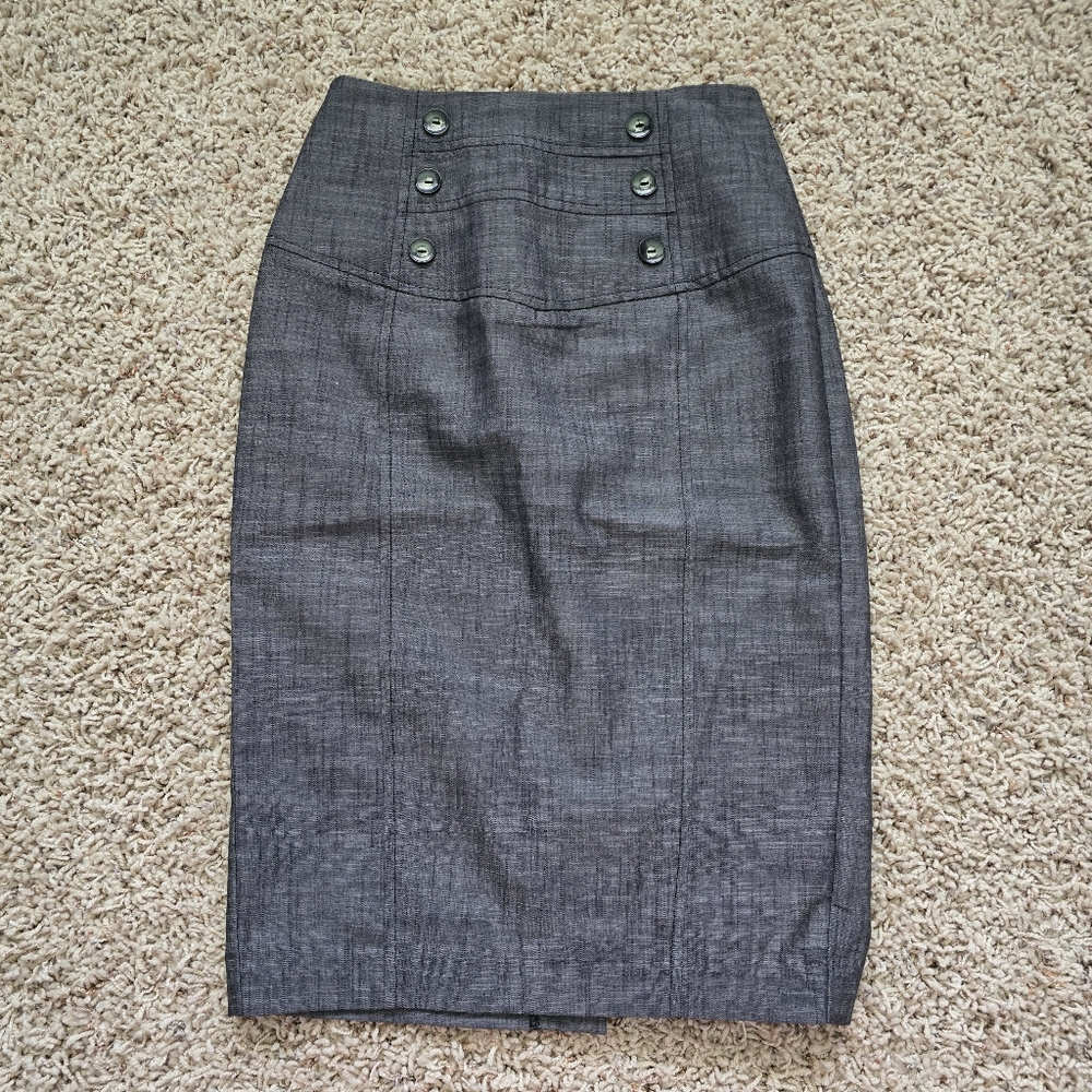 IZ Byer Y2K Gray Pencil Skirt With Buttons - Size 1